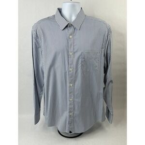 UNTUCKit Shirt Mens 2XL Blue White Striped Performance Terzolo Stretch Nylon